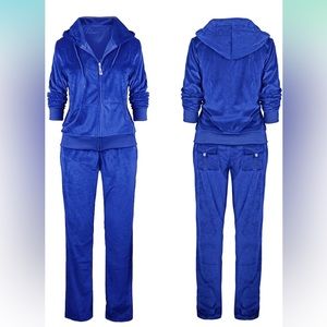 Royal Blue Velour Sweat Outfit/ Track Suit